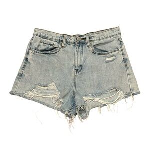 Blank NYC Light Blue Distressed Denim Cutoff Shorts